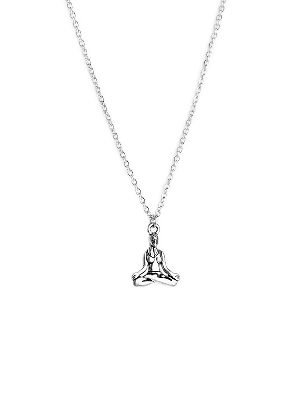Yoga Pose Pendant Necklace Stainless Steel Chain - Minimalist Meditation Charm